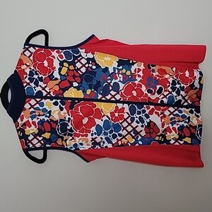 GG Blue Floral Top Sz L Golf Tennis Active Sporty